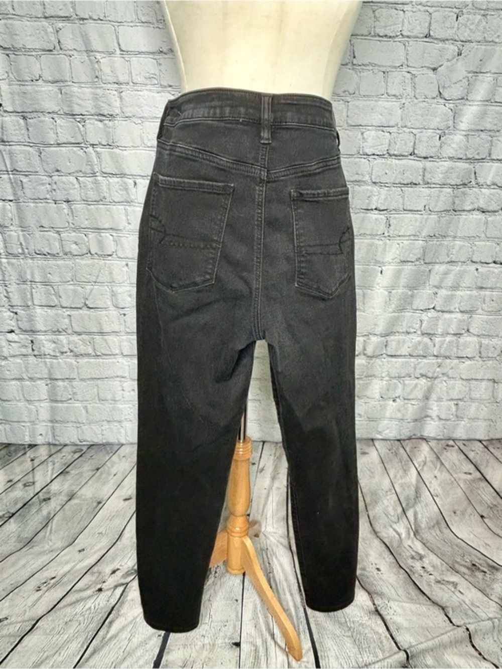 American Eagle High Rise Jegging Jeans Womens 14 Black Skinny Stretch Denim - Picture 5 of 11